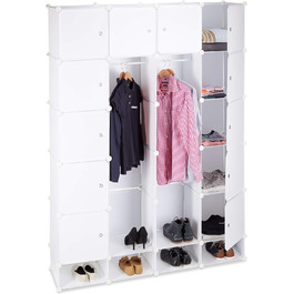 Relaxdays Kleiderschrank, 18 Fächer, 145x200 cm, weiß