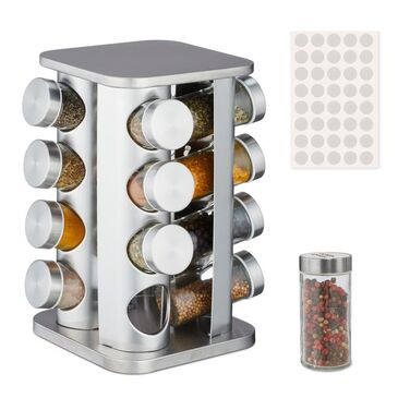 Relaxdays Drehbares Gewürzkarussell mit 16 Gläsern