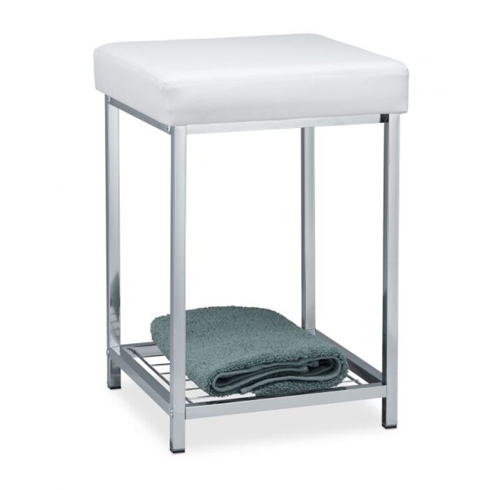 Relaxdays Gepolsterter Hocker mit Ablage Weiß
