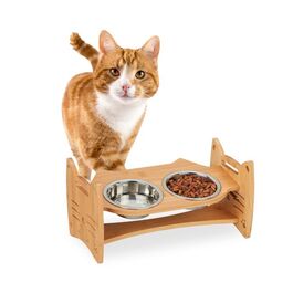 Relaxdays Höhenverstellbare Futterstation Katze