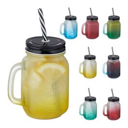 Relaxdays Bunte Trinkgläser mit Deckel 8er Set