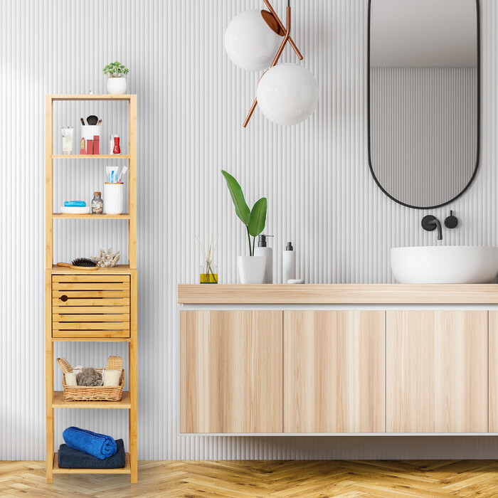 Relaxdays Badregal Bambus mit 7 Böden