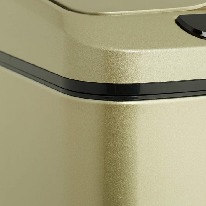 Relaxdays Sensor Mülleimer 12l, eckiger Abfalleimer mit Deckel & Inneneimer, Küche & Bad, Automatik Mülleimer, (Gold)