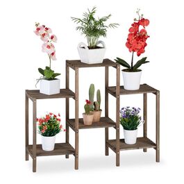 Relaxdays Braunes Blumenregal aus Holz