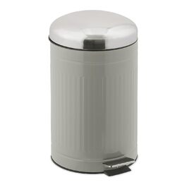 Relaxdays Treteimer, 12 l, Absenkautomatik, herausnehmbarer Inneneimer, Badabfalleimer, Metall, Grau und Silber