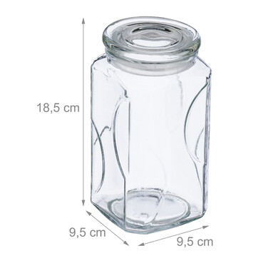 Relaxdays 6er Set Vorratsgläser mit Deckel 1000 ml