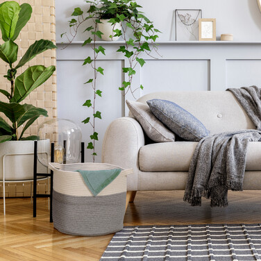 Relaxdays Aufbewahrungskorb aus Baumwolle