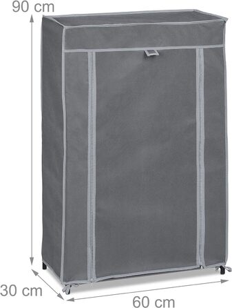 Relaxdays Schuhschrank Stoff, 5 Fächer, 15 Paar Schuhe, Abnehmbarer Bezug, Schuhregal, HxBxT: 90 x 60 x 30 cm, anthrazit