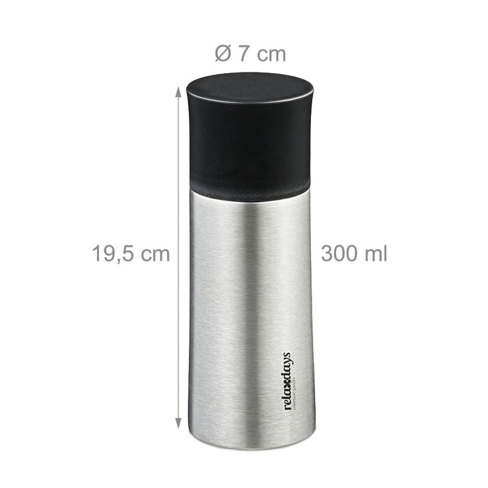 Relaxdays Trinkflasche Edelstahl 300 ml mit Becher