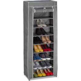 Relaxdays Schuhschrank, 9 Fächer, 27 Paar Schuhe, abnehmbarer Bezug, HxBxT 150x60x30cm, anthrazit