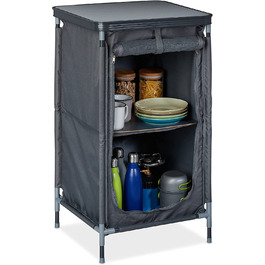Relaxdays Campingschrank mit 2 Ablagen, HBT: 87x47,5x47,5 cm, Campingregal mit Tischaufsatz, Stauraum im Vorzelt, grau