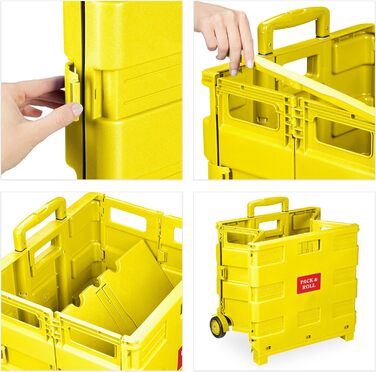 Relaxdays Einkaufstrolley, Klapptrolley, 35 kg, Faltbar, Rolltrolley (Gelb)