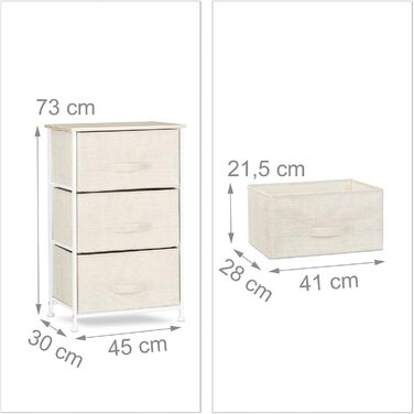 Relaxdays Regalsystem, 5 Schubladen, Metall/Holz, 77,5x83x29 cm, beige, Design A