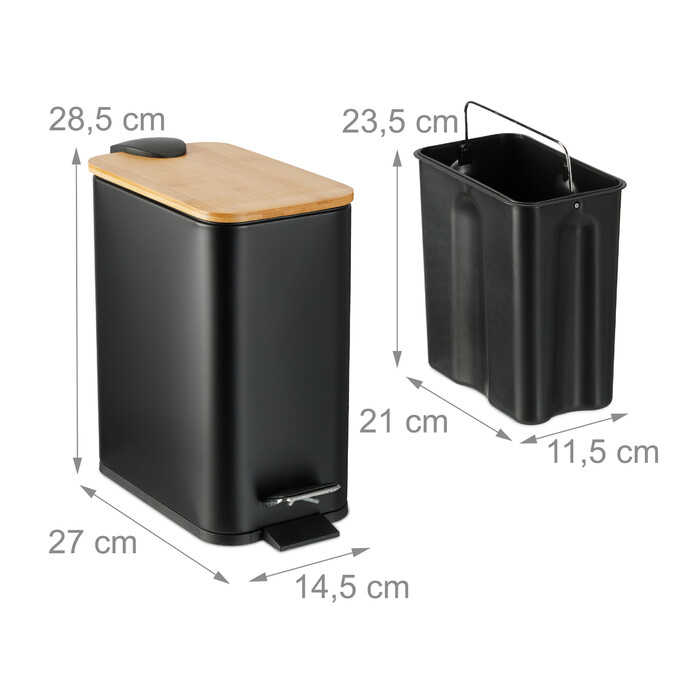 Relaxdays Bad Mülleimer 5 l mit Bambusdeckel
