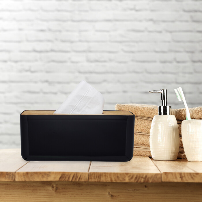 Relaxdays Kosmetiktücher Box mit Holz-Deckel