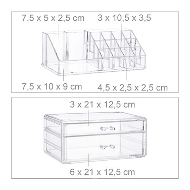 Relaxdays Make-Up Organizer mit 2 Schubladen