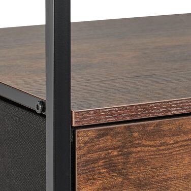 Relaxdays Nachttisch Industrial, 2 Ablagen, Schublade, Metall & MDF, 50x45x40cm, schwarz/braun