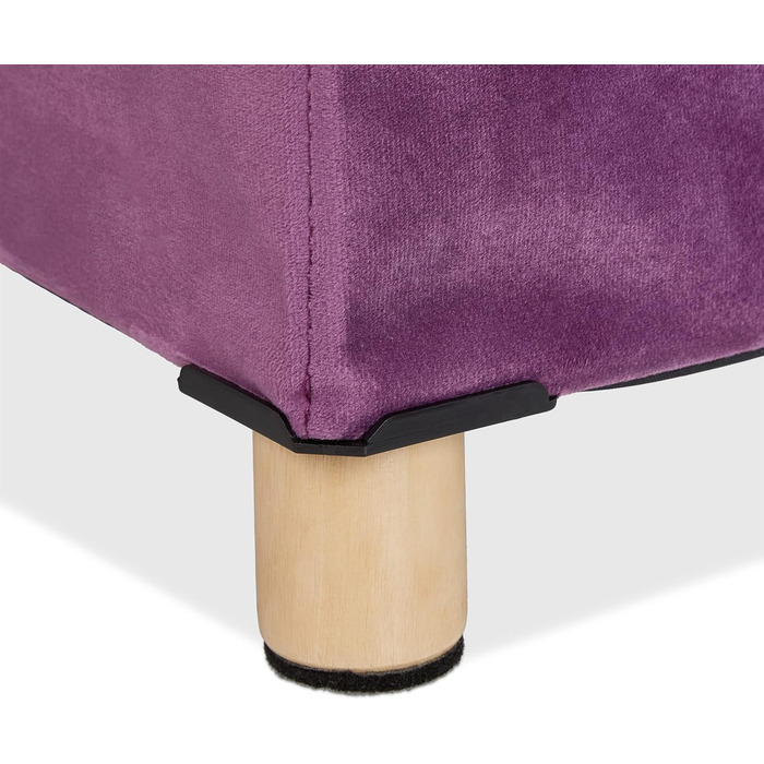 Relaxdays Samthocker mit Stauraum, Tablett im Deckel, Holzbeine, 35x38x38 cm, Mauve