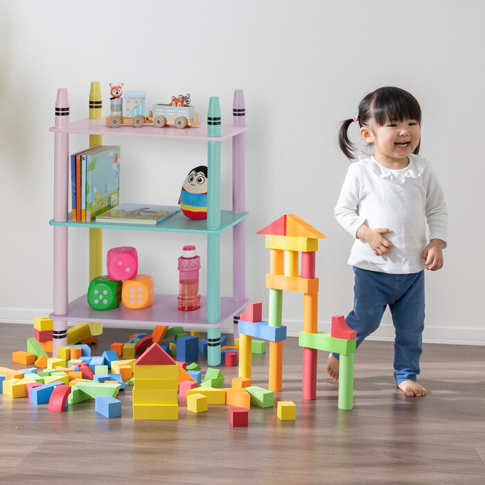 Relaxdays Buntes Kinderregal mit 3 Ablagen