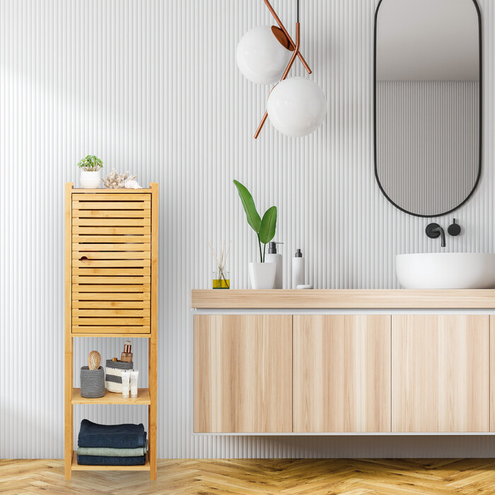 Relaxdays Badregal Bambus mit Tür