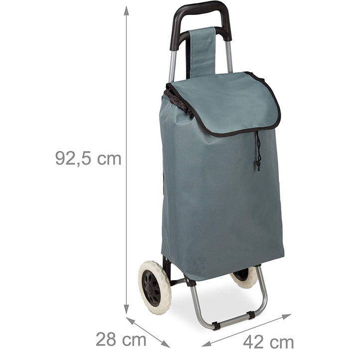 Relaxdays Einkaufstrolley klappbar, Abnehmbare Tasche 28 L, Einkaufswagen mit Rollen HxBxT: 92,5 x 42 x 28 cm, (Grau)