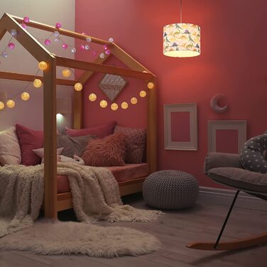 Relaxdays Hängelampe Kinderzimmer, Lampenschirm mit Dinosauriern, HxD: 145 x 35 cm, E27, Pendelleuchte für Kinder, bunt
