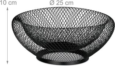 Relaxdays Obstschale, Metall, doppelwandig, HxD: 10x25 cm, Drahtkorb, schwarz (60 Zeichen)
