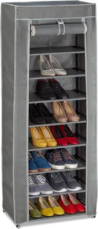 Relaxdays Schuhschrank, 9 Fächer, 27 Paar Schuhe, abnehmbarer Bezug, HxBxT 150x60x30cm, anthrazit