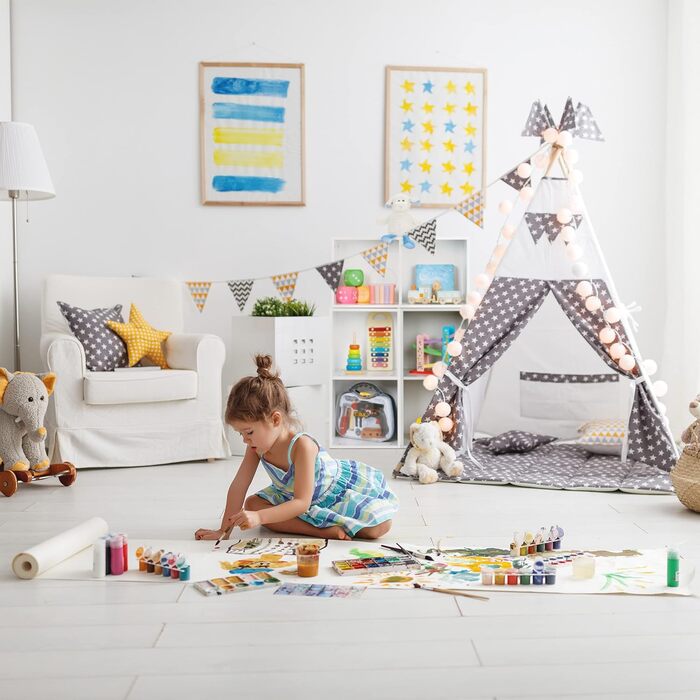Relaxdays Kinderregal, 6 Fächer, Spielzeugregal Kinderzimmer, Jungen & Mädchen, modulares Aufbewahrungsregal, weiß/grau