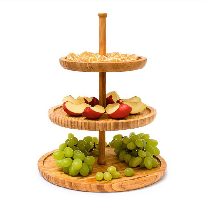 Relaxdays Etagere Bambus mit 3 Schalen
