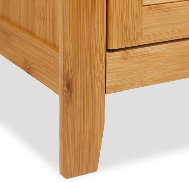 Relaxdays Waschbeckenunterschrank LAMELL, 2 Türen, Bambus & MDF, 60x67x30 cm, natur
