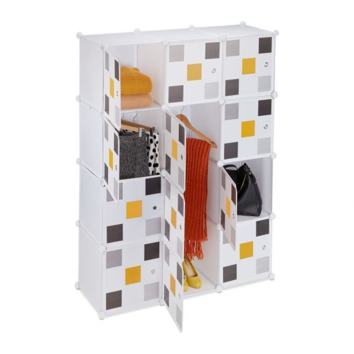 Relaxdays Steckregal Kleiderschrank 8 Fächer weiß
