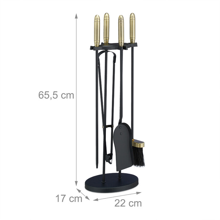 Relaxdays 5-teiliges Kaminbesteck schwarz/gold