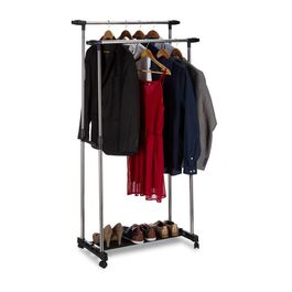 Relaxdays Rollgarderobe mit 2 Kleiderstangen