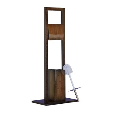 Relaxdays WC Garnitur Bambus dunkelbraun