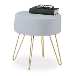 Relaxdays Samt Hocker mit Haarnadelbeinen