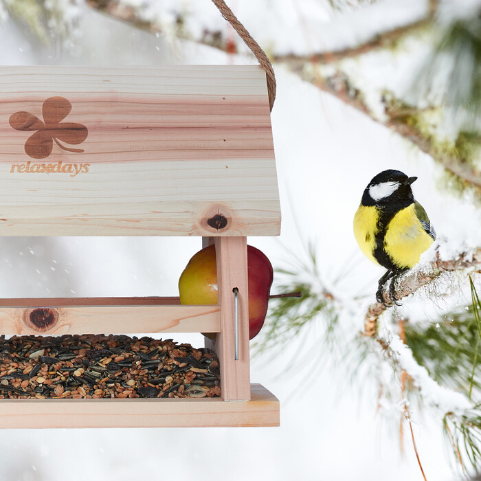 Relaxdays Vogelfutterhaus aus Naturholz