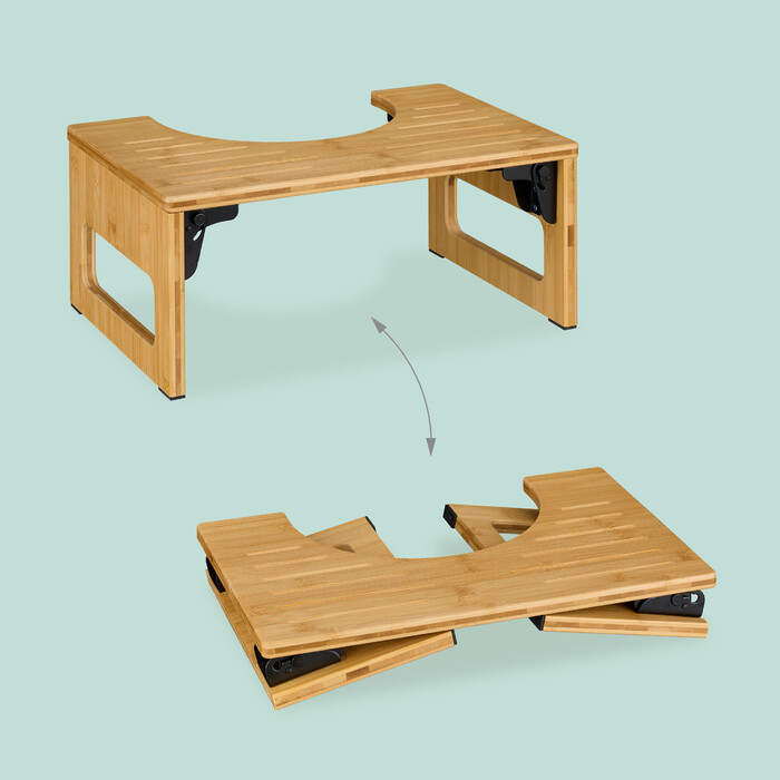 Relaxdays Klappbarer Toilettenhocker aus Bambus