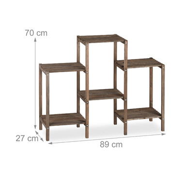 Relaxdays Braunes Blumenregal aus Holz