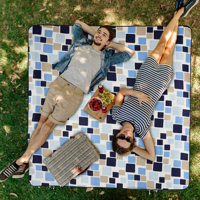 Relaxdays Picknickdecke Muster blau