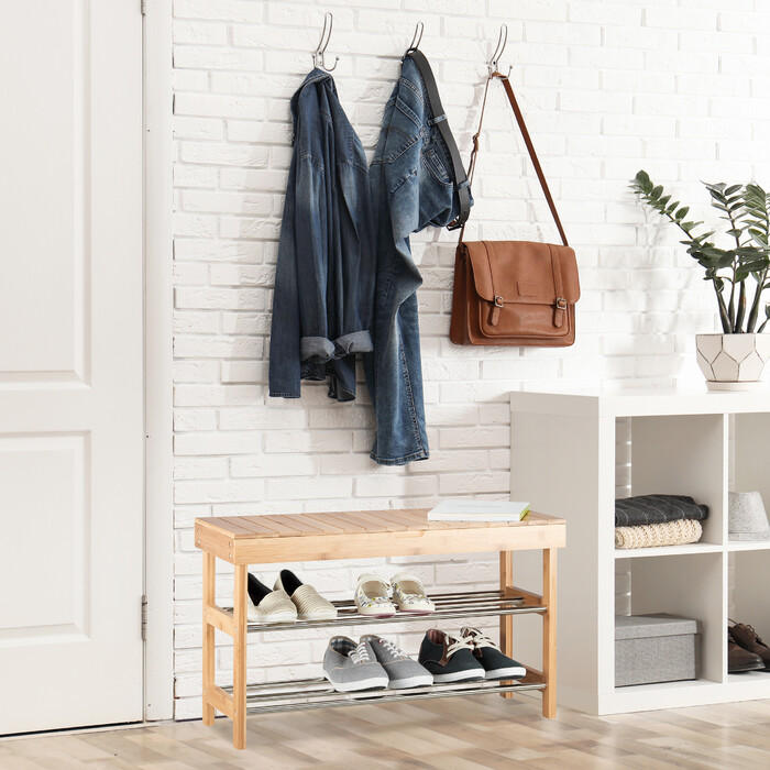 Relaxdays Bambus Schuhregal mit Sitzfläche