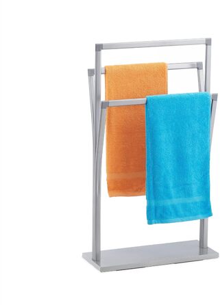 Relaxdays Handtuchständer dreiarmig, 86,5 x 50 x 20 cm, für Bad & Gäste WC, Silber