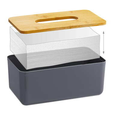 Relaxdays Taschentuchbox Bambusdeckel