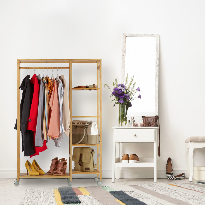 Relaxdays Rollgarderobe Bambus