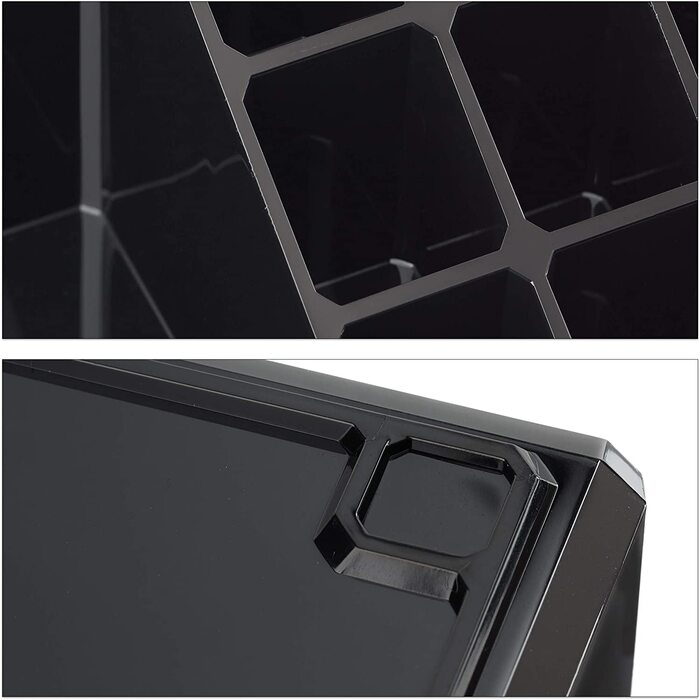 Relaxdays 1 x Make Up Organizer klein, 2-teilige Schmink Aufbewahrung Acryl, mit Lippenstifthalter und 4 Schubladen, schwarz 1 Schwarz 1 Stück