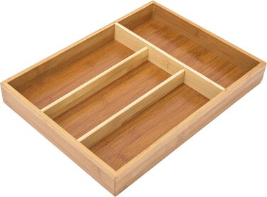 Relaxdays Bambus Besteckkasten 4x25x34cm - 4 Fächer, Küchenorganizer