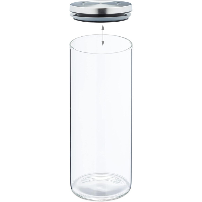 Relaxdays Vorratsgläser 4er Set, 1,3 L, luftdicht, Edelstahldeckel, Vorratsdose für Küche, Nudelglas