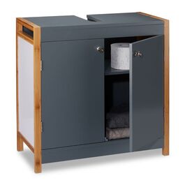 Relaxdays Waschbeckenunterschrank mit Bambusrahmen