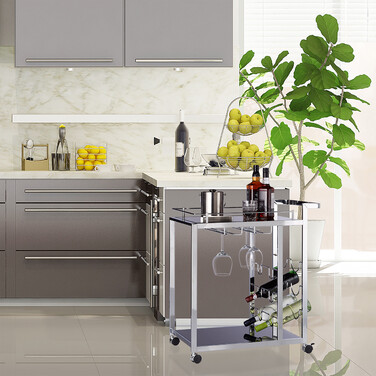 Relaxdays Servierwagen Glas BARON