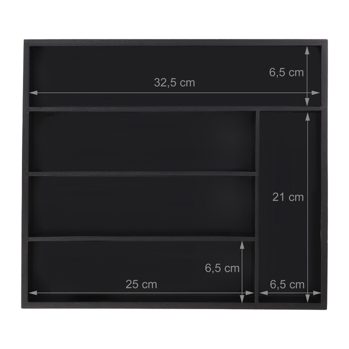 Relaxdays Schwarzer Besteckkasten 5 Fächer